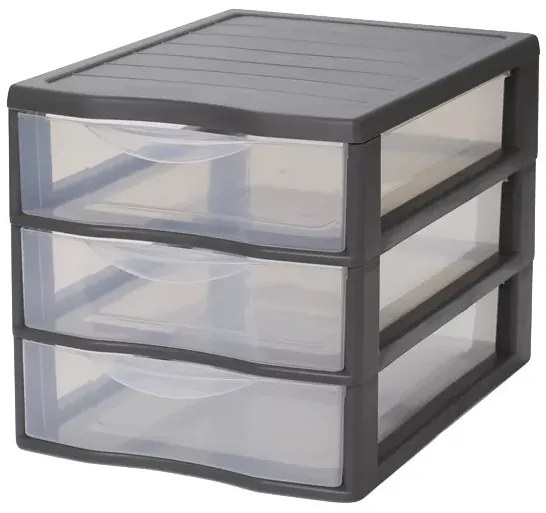 Úložný box s 3 zásuvkami, antracit, OFFICEMIX A4 3A