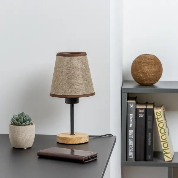 Brilagi - Stolná lampa NUBILA WOOD 1xE27/25W/230V dub/hnedá