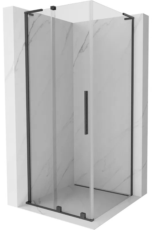 Mexen Velar L, sprchový kút s posuvnými dverami 100 x 100 cm, 8mm číre sklo, grafit brúsený, 871-100-100-03-65