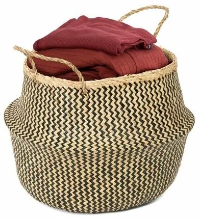 Compactor Pletený úložný košík z morskej trávy Belly, 45 x 36 cm, čierna, L