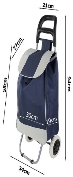 Nákupná taška na kolieskach 94cm modrá