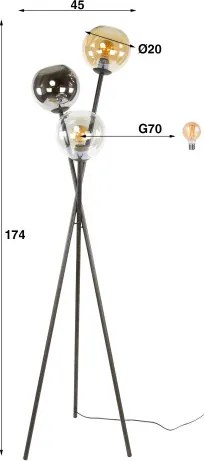Stojaca lampa 78-76 Globe 3L Multicolour Glass  - Komfort-nábytok