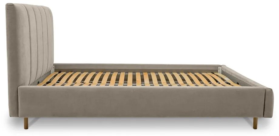 Béžová čalúnená dvojlôžková posteľ s roštom 160x200 cm Zee – Scandic