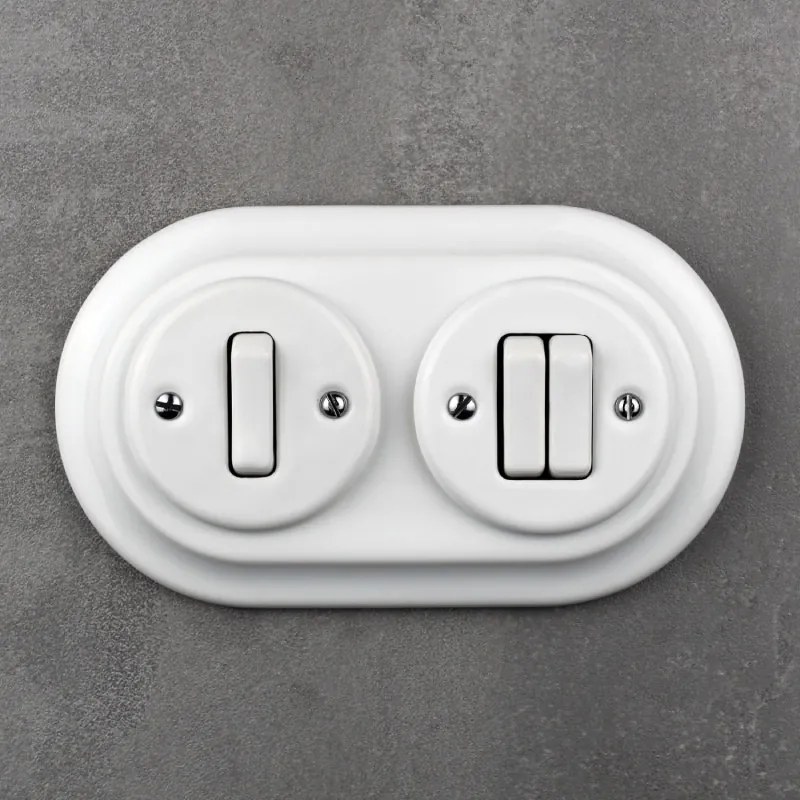 Elhard Veľký okrúhly keramický dvojitý rámček, biely KV3002W