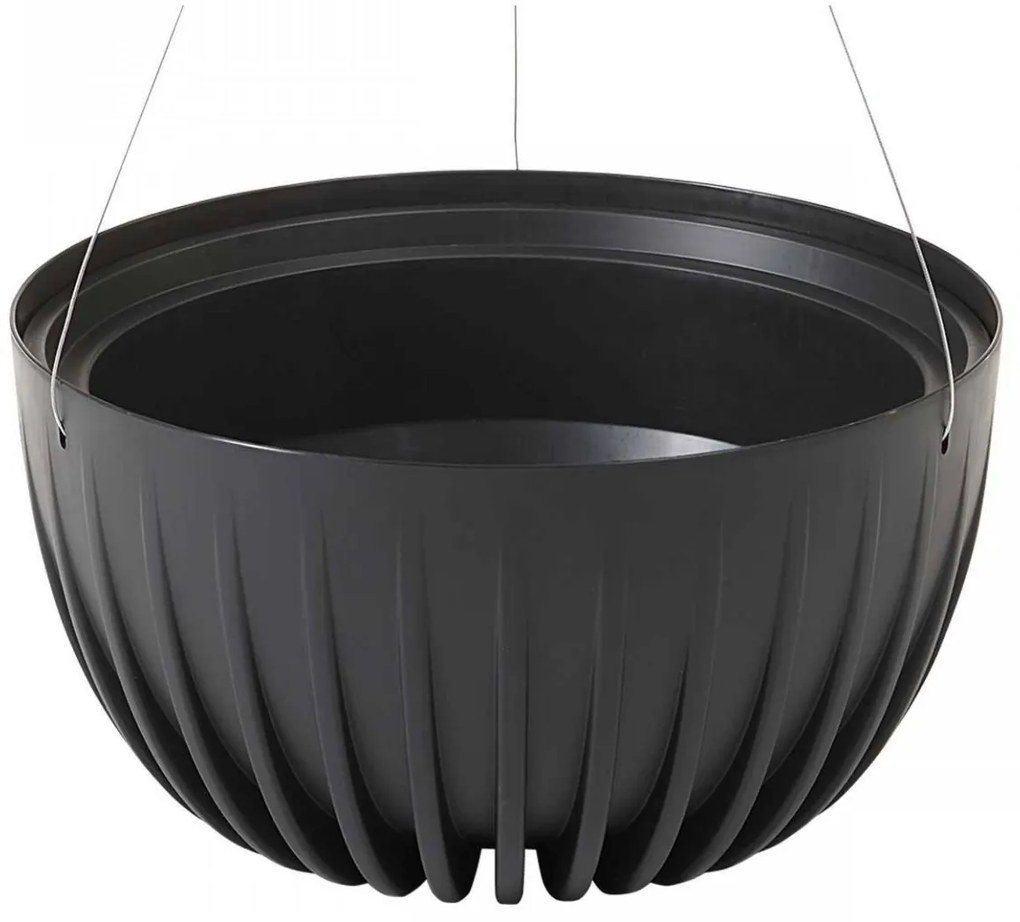 Závesný kvetináč STRIPPED ECO 24 cm čierny