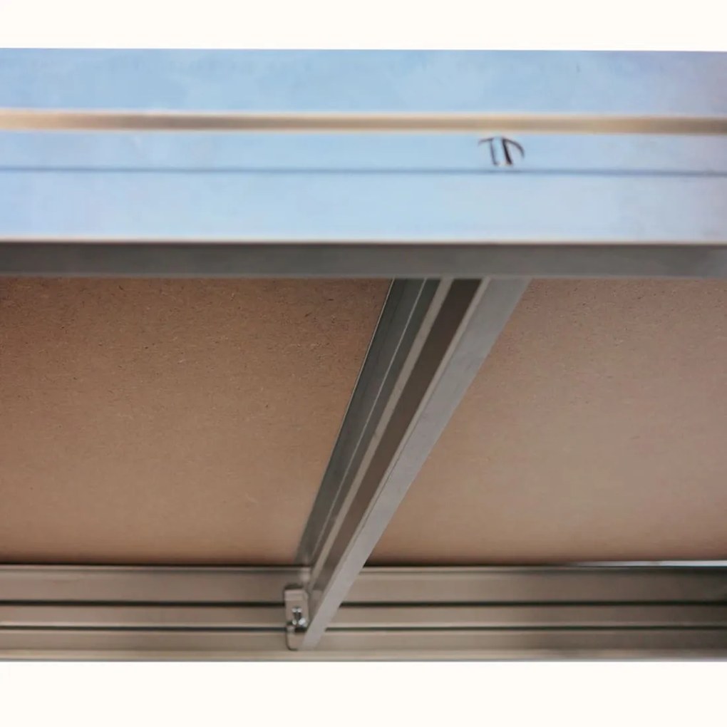Kovový regál BULLRACK RIVET, 200x200x70 cm, 4x DTD polica, 600 kg na policu, zinok