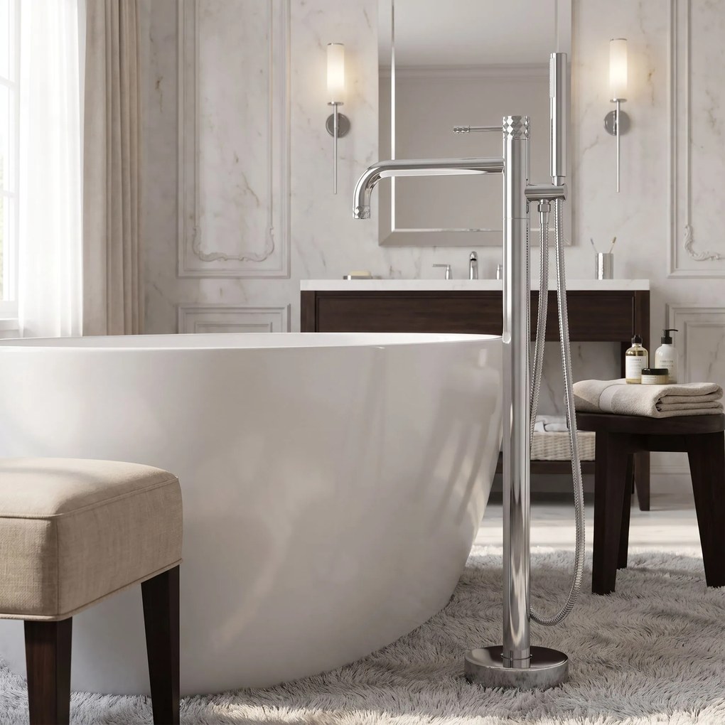 Rea Lungo Diamond, voľne stojaca vaňová batéria, chrómová, REA-B2250