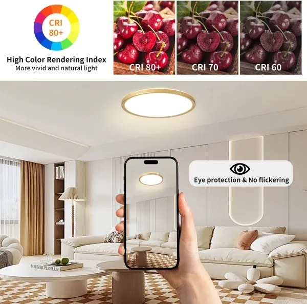 Brilagi - LED kúpeľňové svietidlo ULTRA SLIM LED/24W/230V, priemer 42 cm, zlaté, IP54