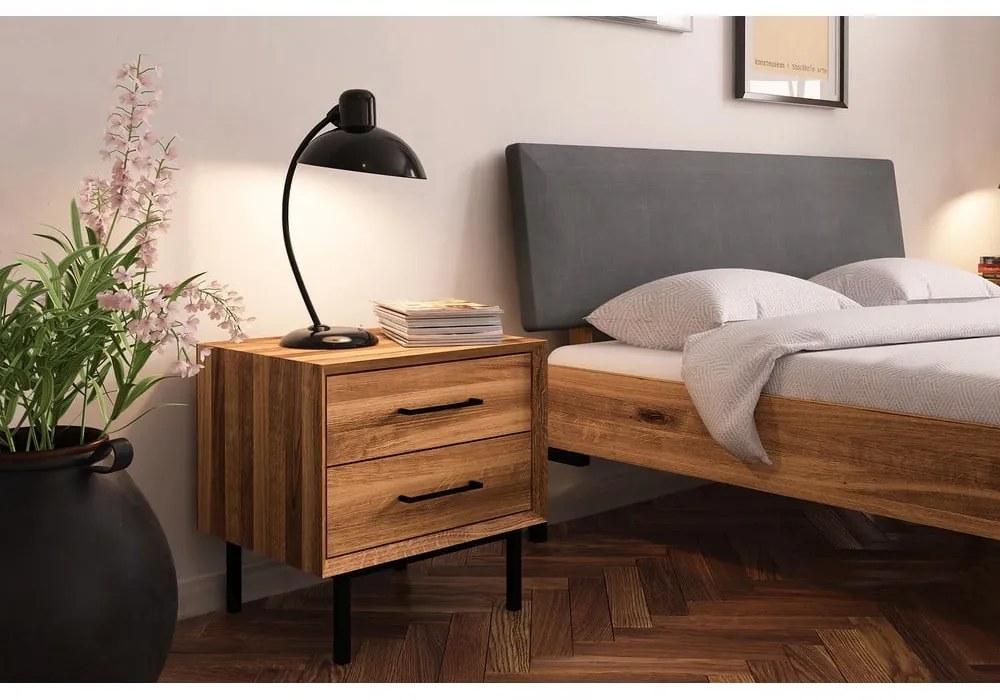 Dvojlôžková posteľ z dubového dreva s čalúneným čelom 140x200 cm Abises 1 - The Beds