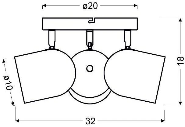 Candellux Šedé stropné svietidlo Azuro pre žiarovku 3x E27 s guľatou základňou 98-63236