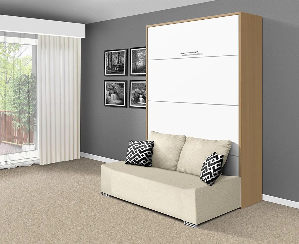Nabytekmorava Sklápacia posteľ s pohovkou VS 21058P 200x140 farba pohovky: Modrá, Typ farebného prevedenia: Orech / dvere orech