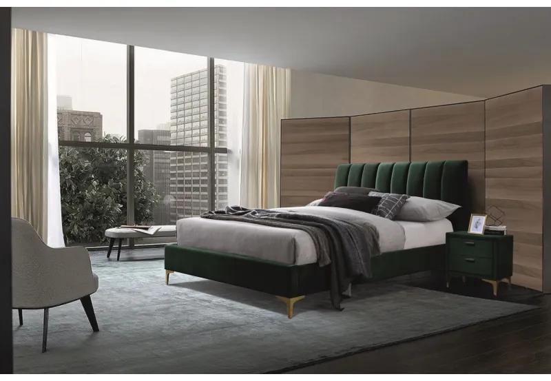 Signal Čalúnená posteľ MIRAGE VELVET 160 x 200 cm farba zelený / zlatá