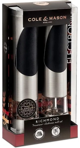 Cole&Mason - Sada elektrických mlynčekov na soľ a korenie RICHMOND 2 ks 6xAAA
