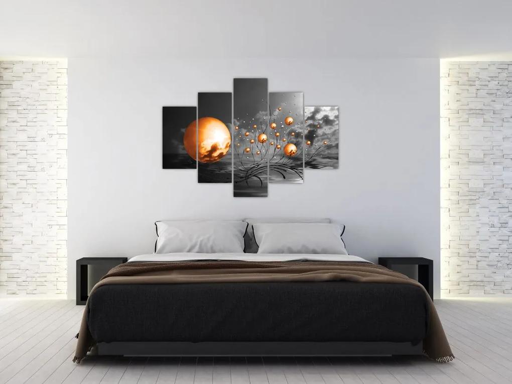 Obraz oranžových abstraktných gulí (150x105 cm)