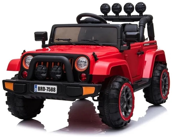 LEAN CARS Elektrické autíčko - Jeep BRD-7588 4x4 - červené - 4x45W - 1x12V10Ah - 2023