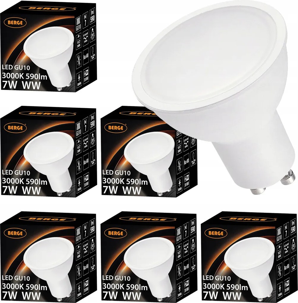 6x LED žiarovka GU10 8W teplá farba 3000K 720lm SMD 2835