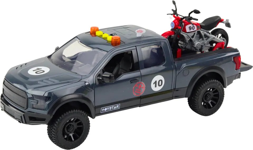 LEAN Toys Auto Pickup s motorom Svetlá Zvuk Sivá 1:12