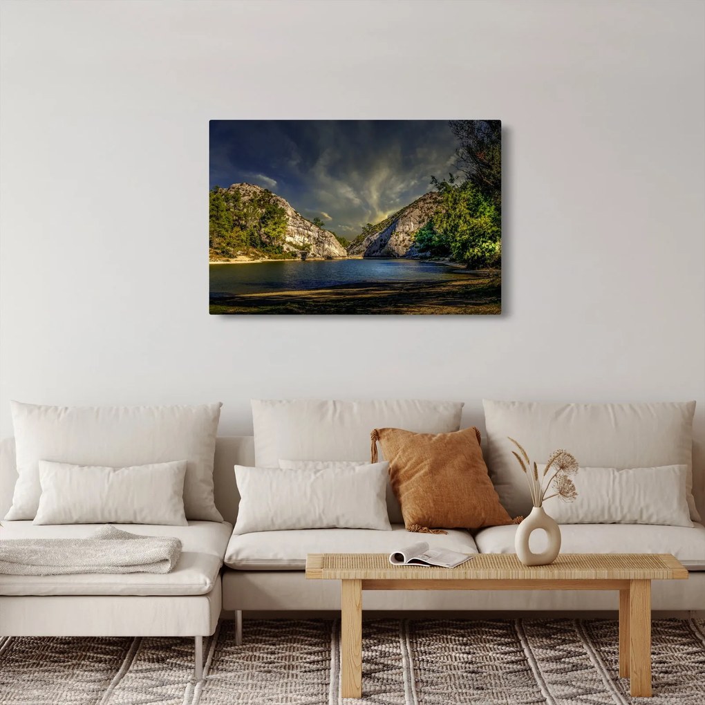 Obraz krajiny s jazerom (90x60 cm)