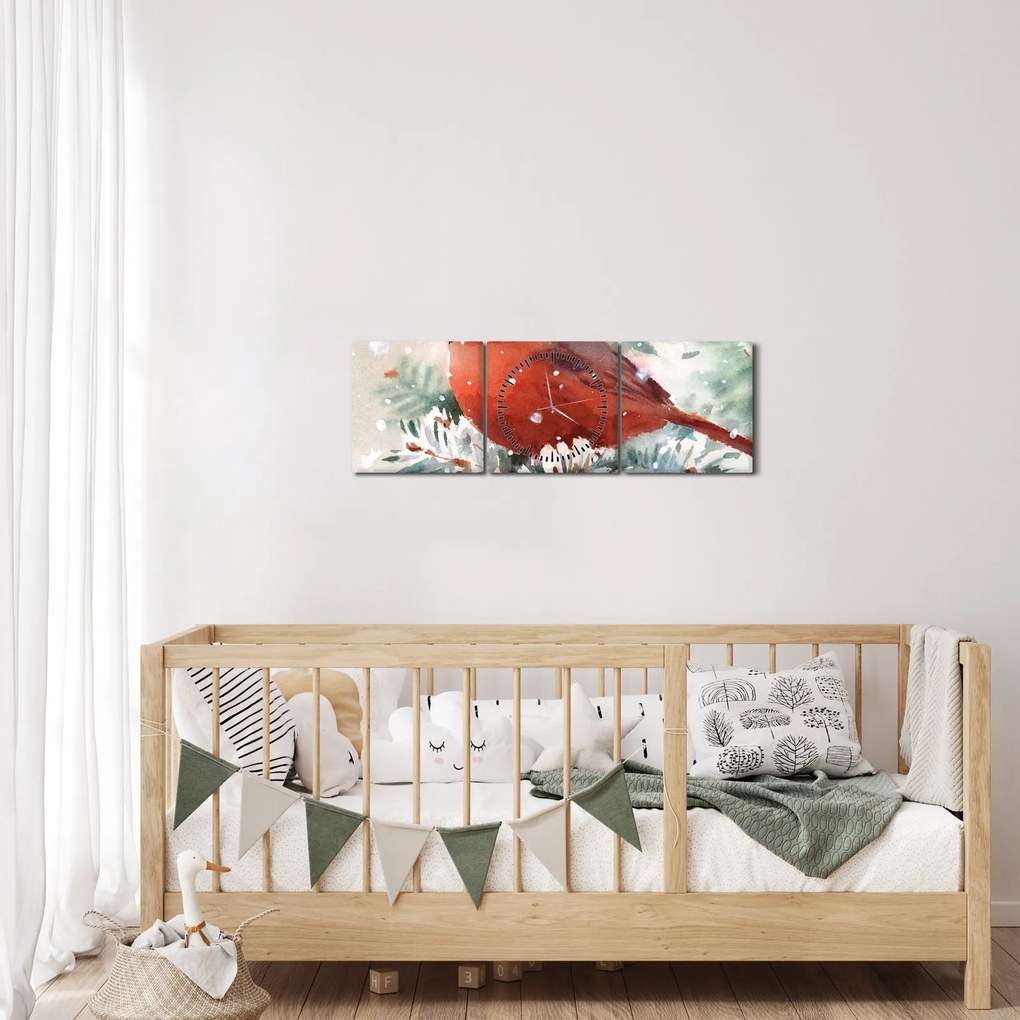 Obraz - Kardinál (s hodinami) (90x30 cm)