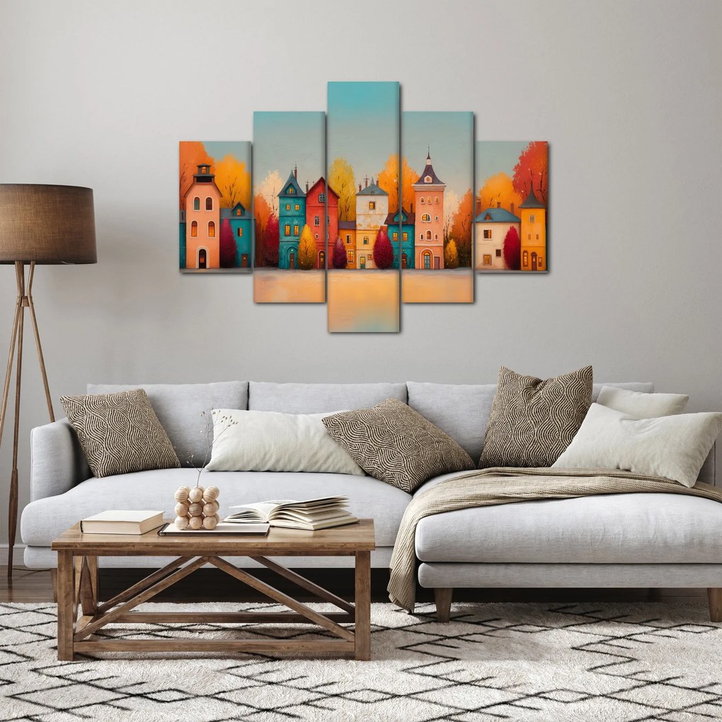 Obraz - Jesenná dedina (150x105 cm)