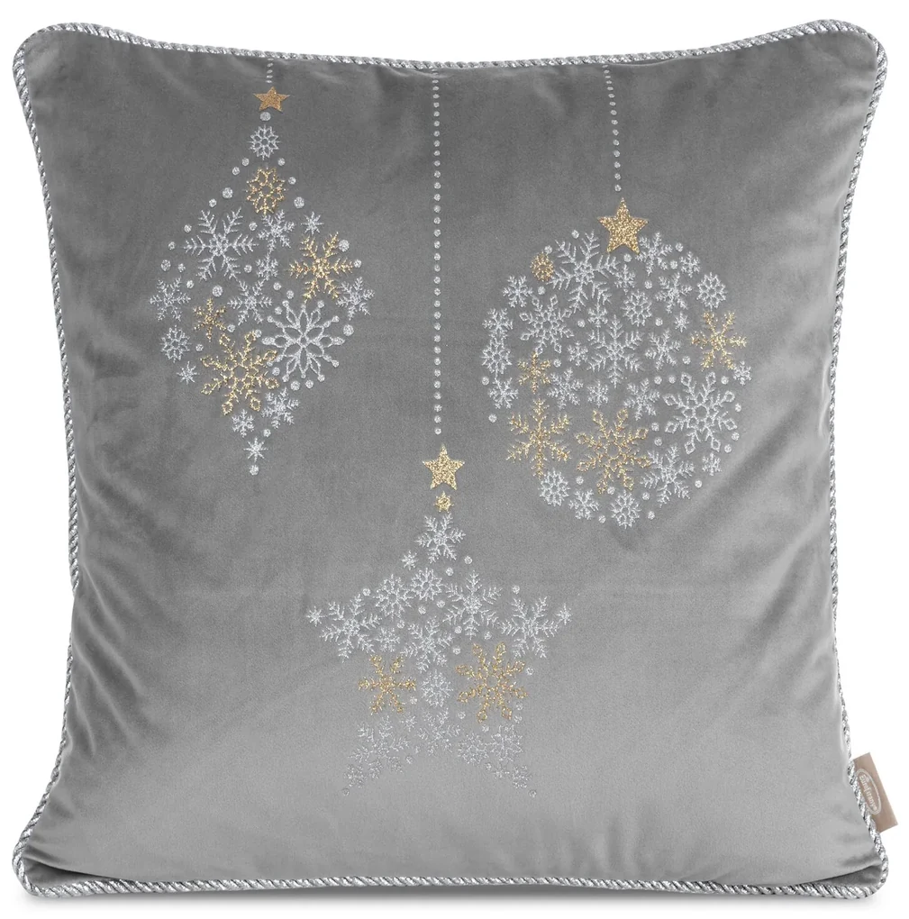 VIANOČNÉ DEKORAČNÉ OBLIEČKY NA VANKÚŠ BALL 1KS 45X45 CM STRIEBORNÁ