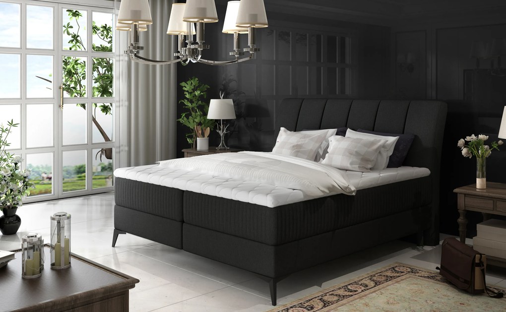 Elegantná box spring posteľ Andalusie 180x200, čierna