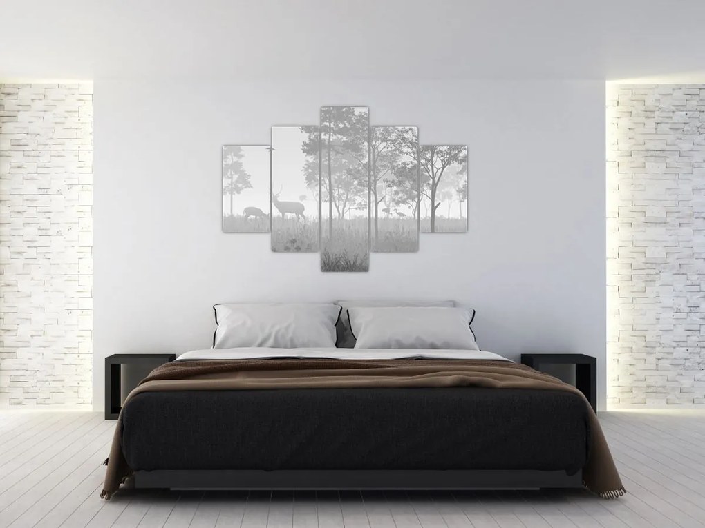 Obraz - Lúka s jeleňami (150x105 cm)