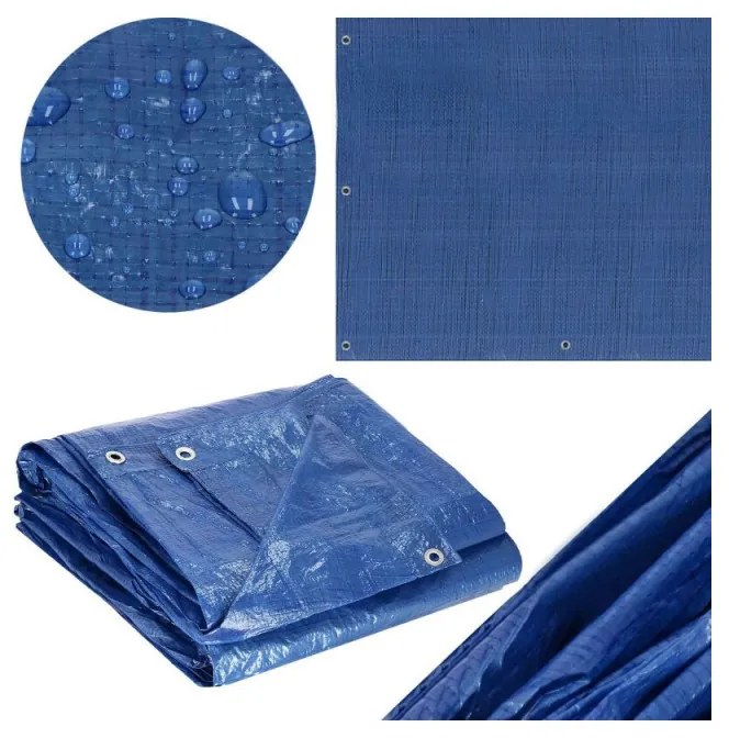 SPRINGOS Krycia plachta s okami 4x5 m, 60g PE, modrá SPRINGOS PROTECT
