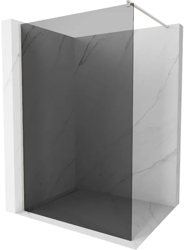 Mexen Kioto, sprchová zástena Walk-In 110 x 200 cm, 8mm šedé sklo, brúsená oceľ profil, 800-110-101-97-40