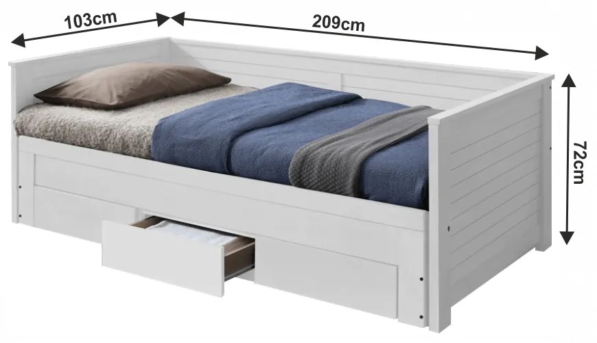 Jednolôžková posteľ s prístelkou Goreta - biela