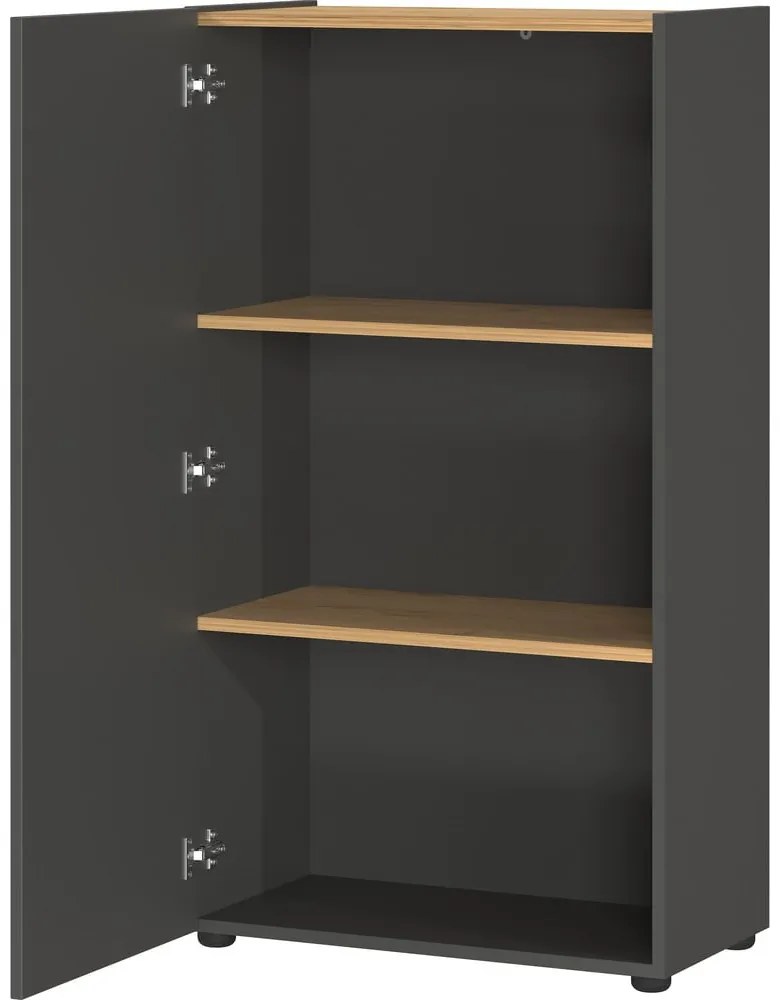 Antracitová knižnica v dekore duba 61x110x34 cm Adrano – Germania