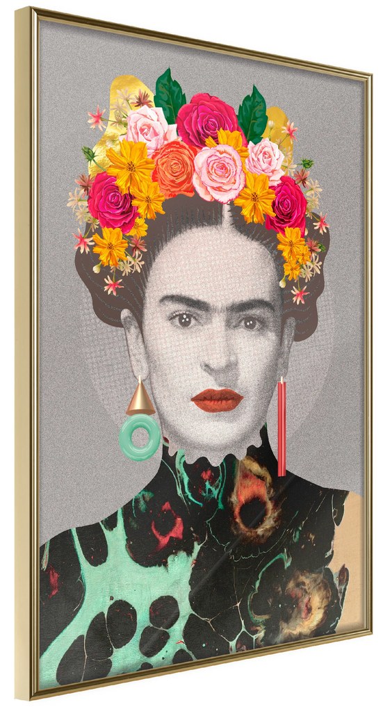 Artgeist Plagát - Majestic Frida [Poster] Veľkosť: 20x30, Verzia: Zlatý rám s passe-partout