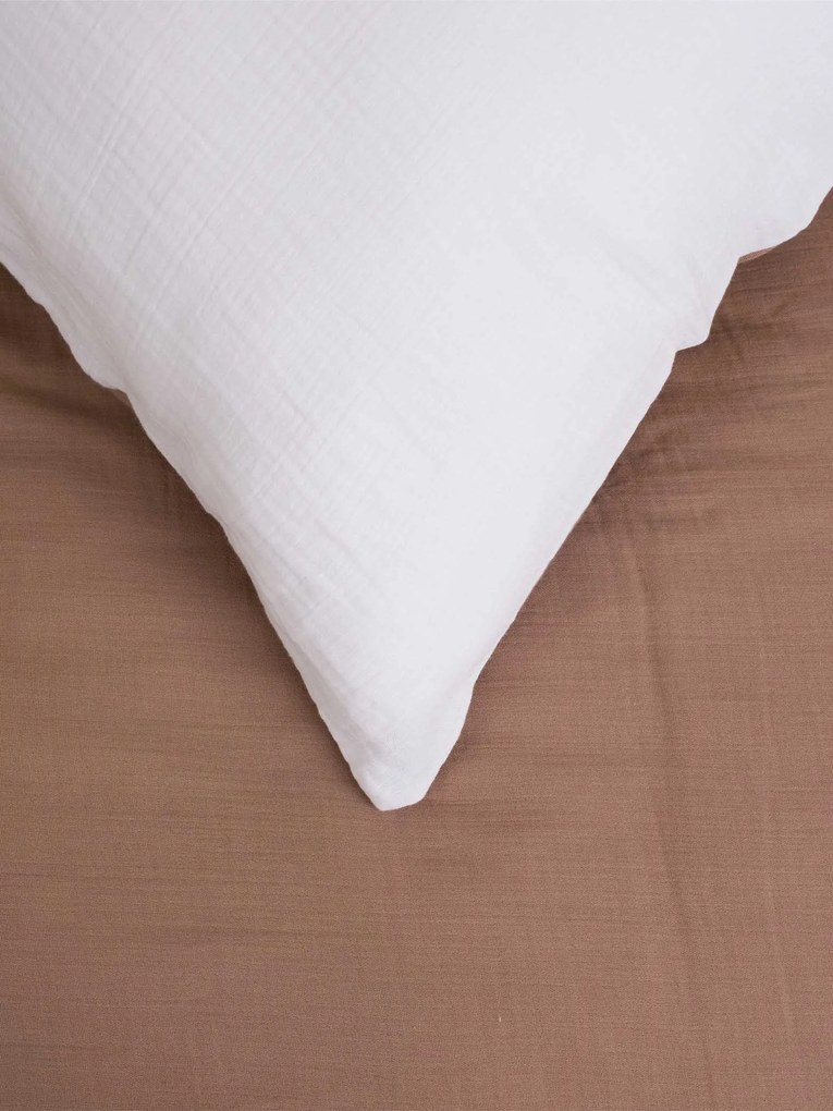 Mušelínová obliečka na vankúš 50 × 70 cm Alexia Duo - hnedá/krémová