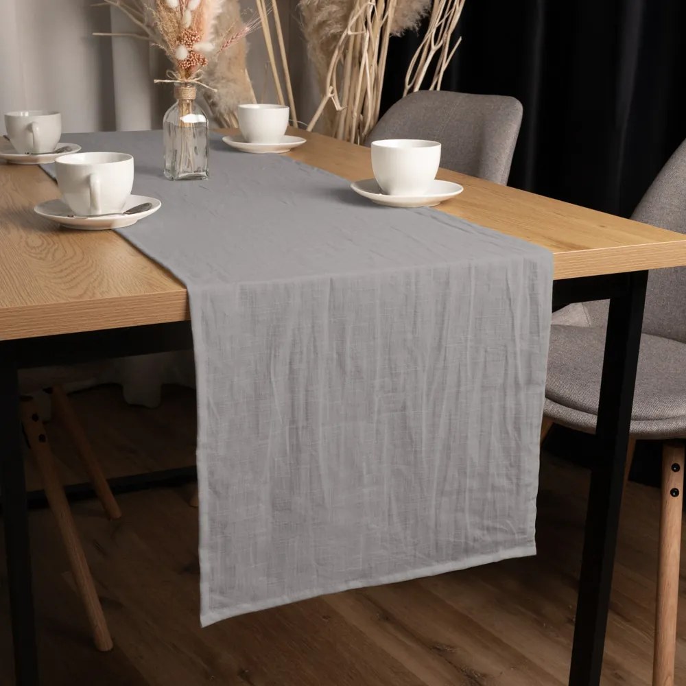 Biante Ľanový behúň na stôl LEN-019 Svetlo sivý 45x120 cm