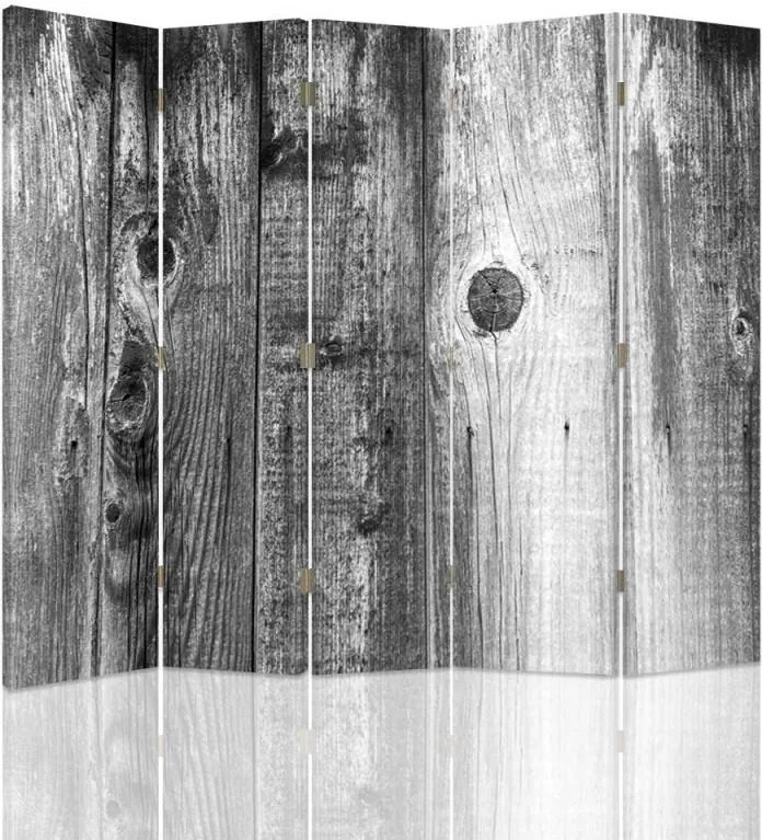 CARO Paraván - Rustic Wooden Board 2 | päťdielny | obojstranný 180x150 cm