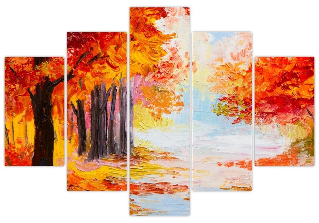 Obraz - Olejomaľba, farebná jeseň (150x105 cm)