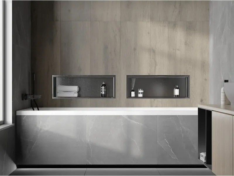 Mexen X-Wall-R, polica na zapustenie s prírubou  60 x 20 cm, grafitová matná - 19E0602010