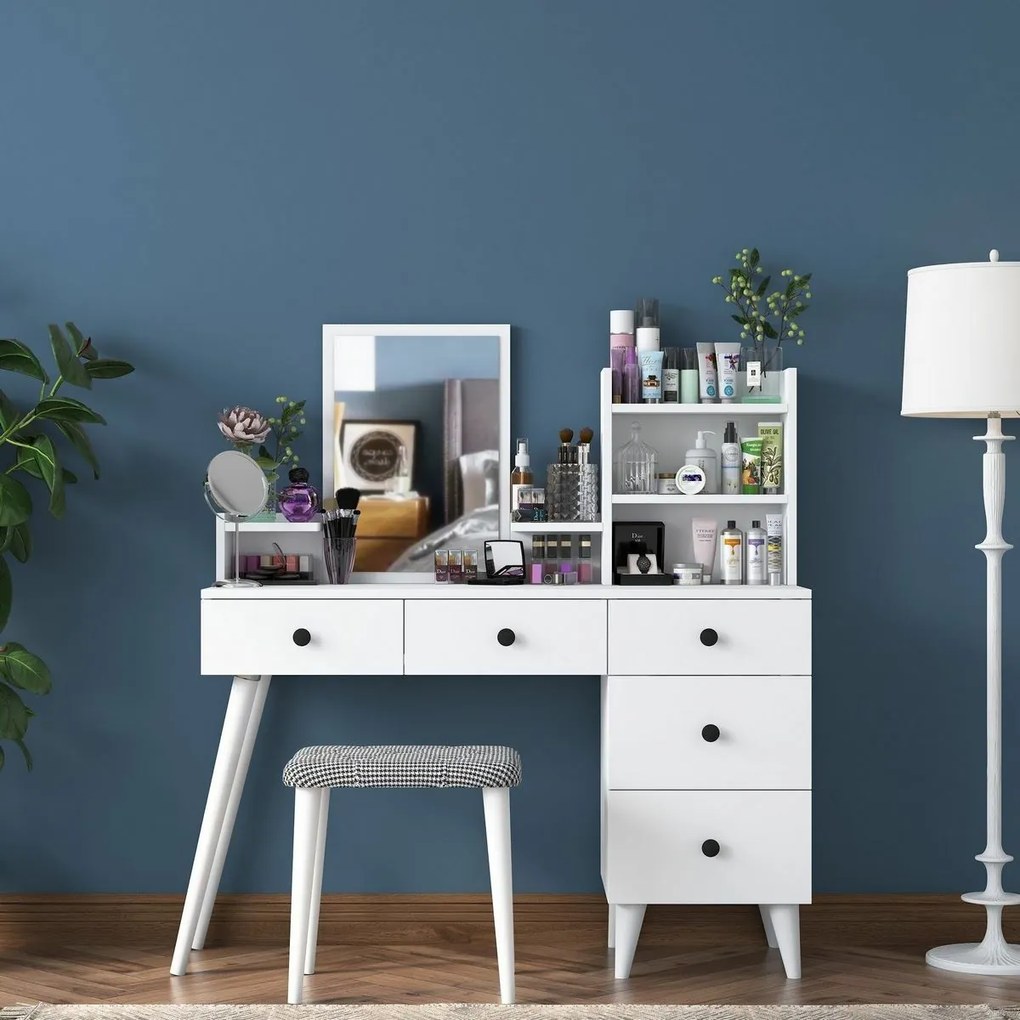 Kozmetický stolík Bela White so stoličkou