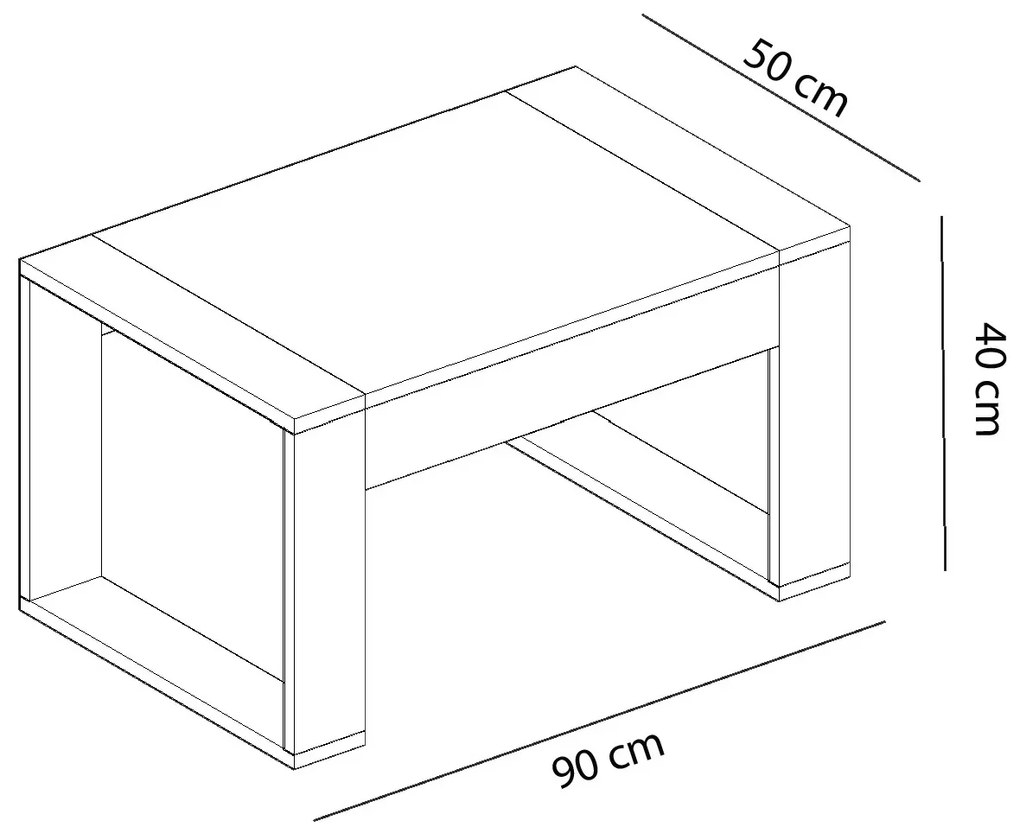 Dizajnový konferenčný stolík Pelagius 90 cm dub / biely