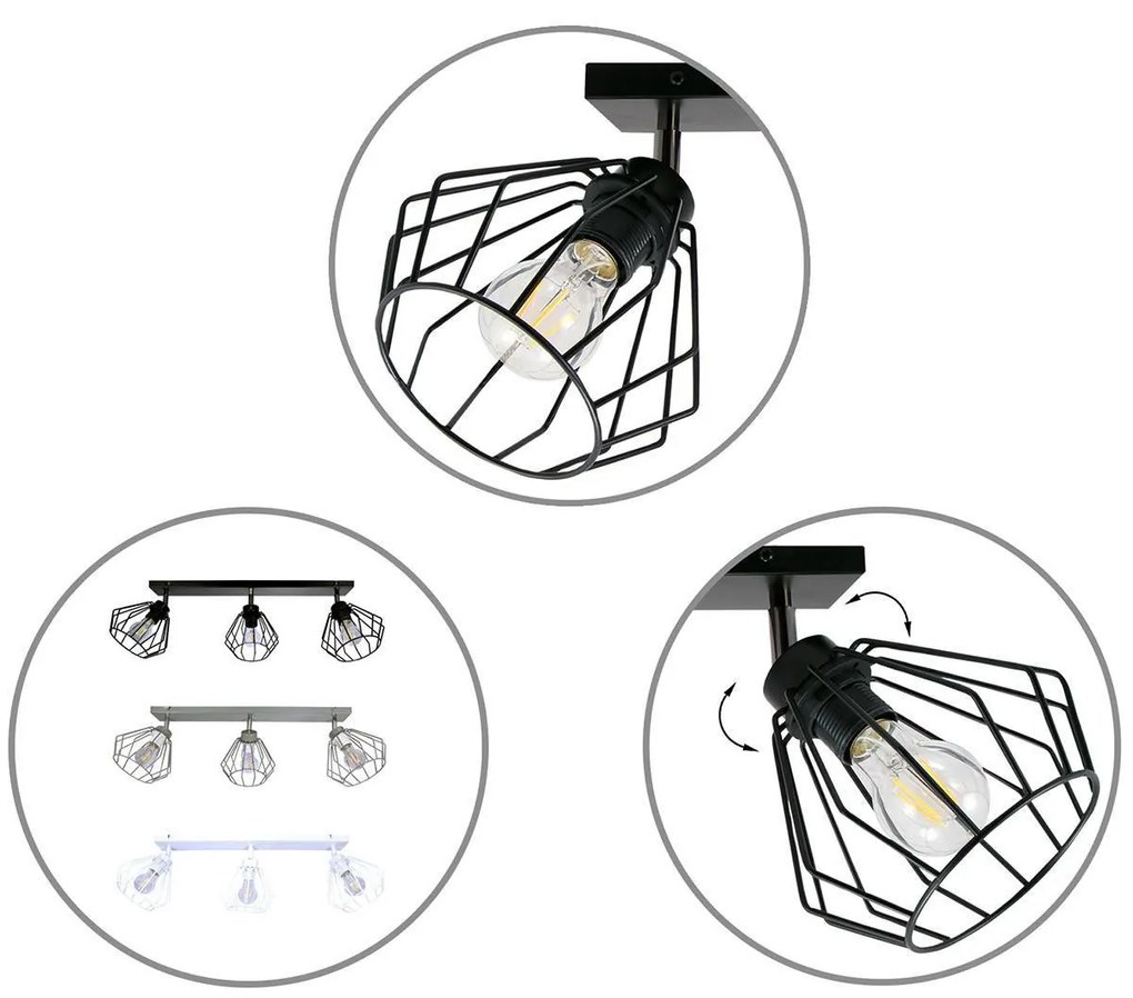 Stropné svietidlo NUVOLA, 3x drôtené tienidlo (výber z 3 farieb), (možnosť polohovania)