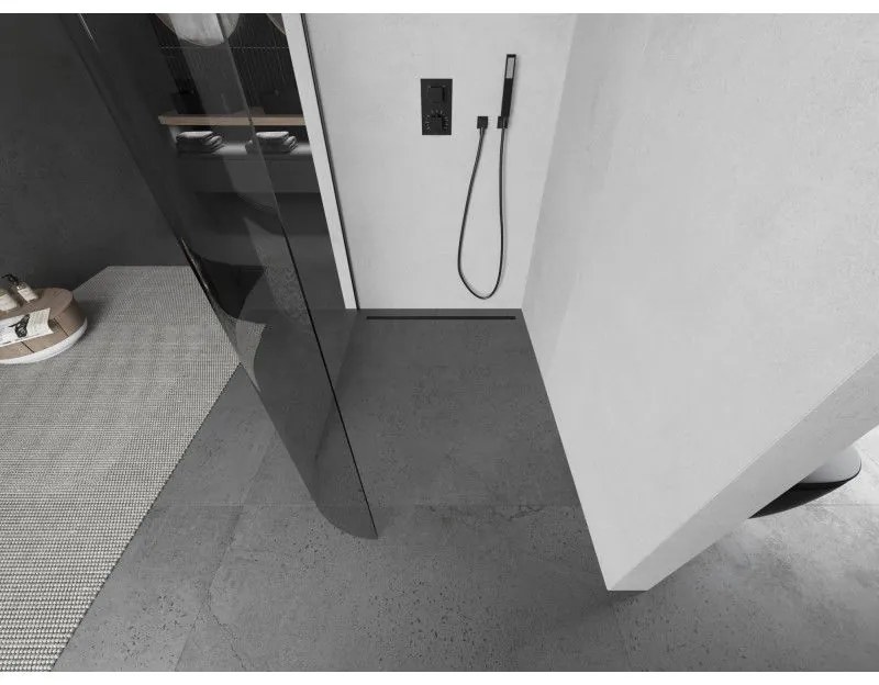 Mexen Kioto, sprchová zástena Walk-In 140 x 200 cm, 8mm číre sklo, grafitový profil, 800-140-101-95-06