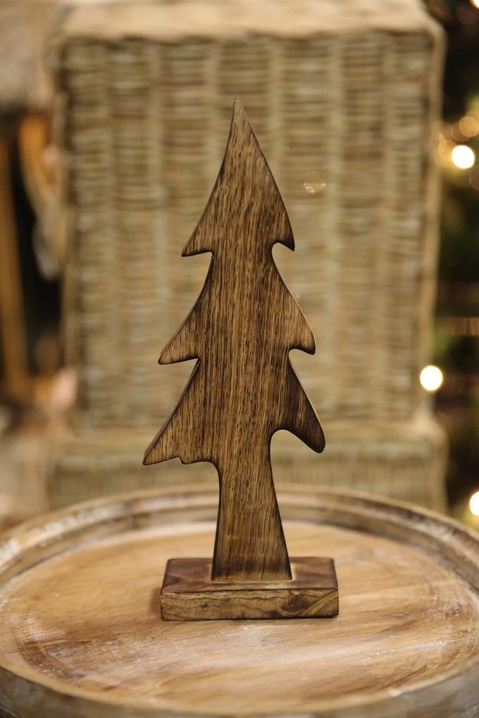 Hnedý drevený stromček 27 cm