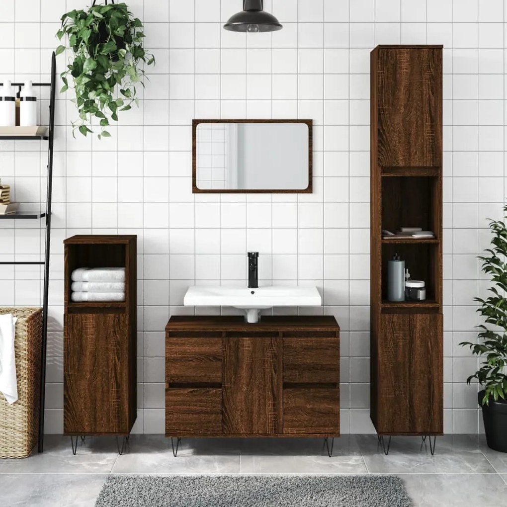 Kúpeľňová skrinka hnedý dub 80x33x60 cm kompozitné drevo 831659