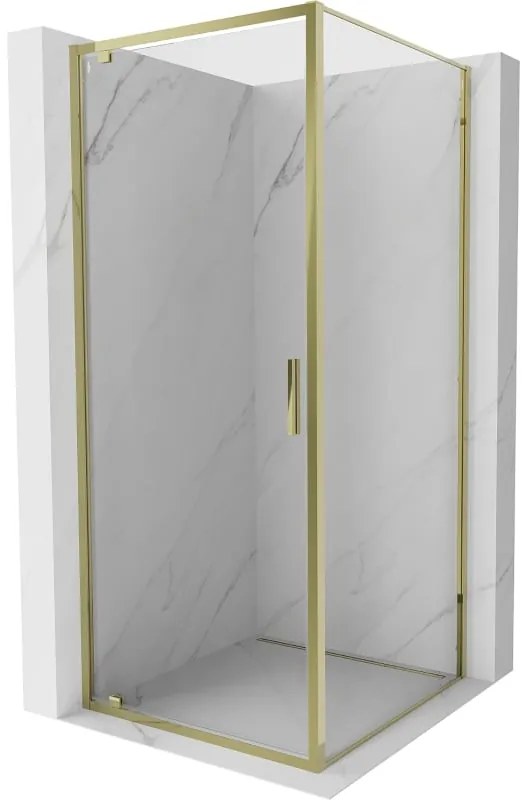Mexen Exo, výklopný sprchový kút 90 x 90 cm, číre sklo, zlatá, 8181-090-090-50-00
