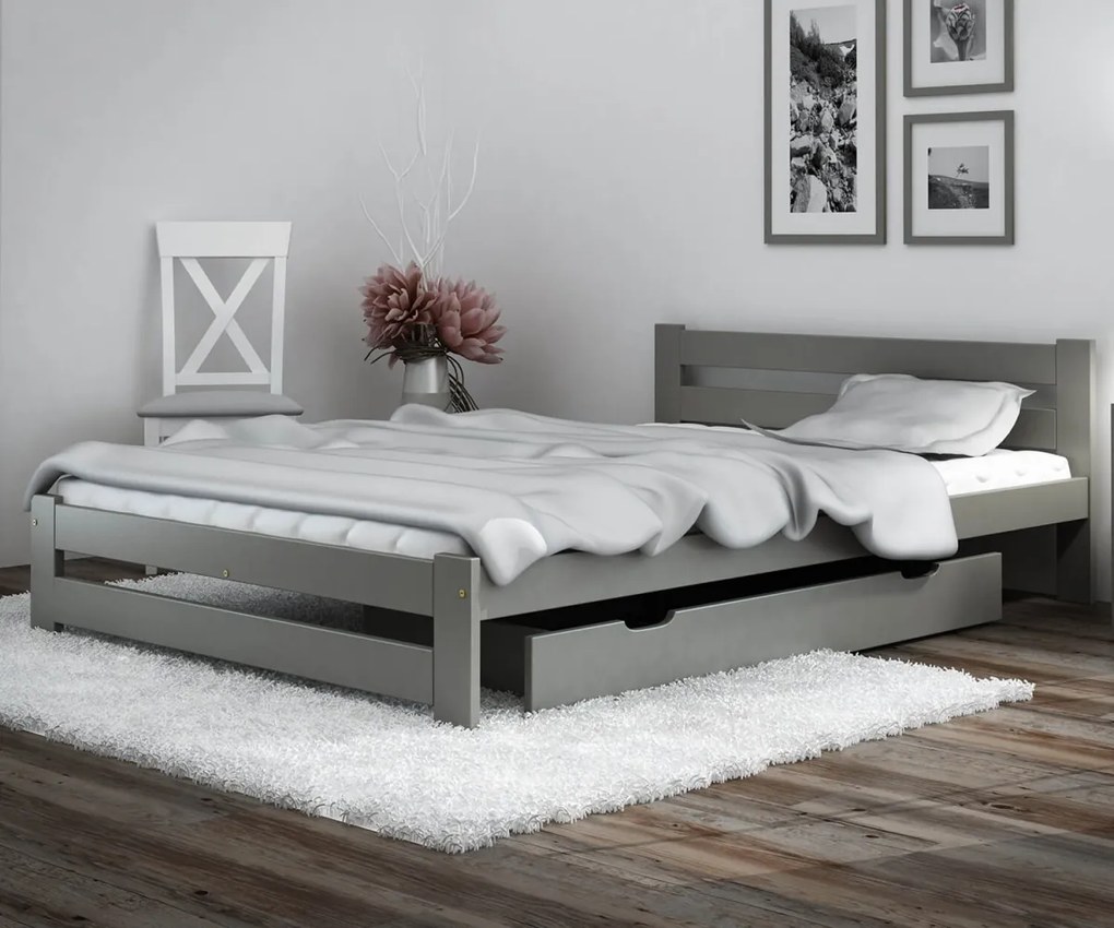 AMI nábytok Postel borovice Eureka VitBed 120x200cm masiv šedá