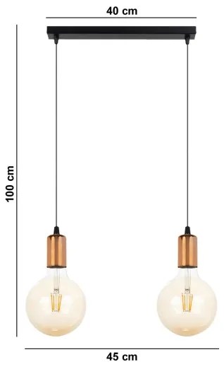Luster na lanku MIROS 2xE27/60W/230V čierna/medená