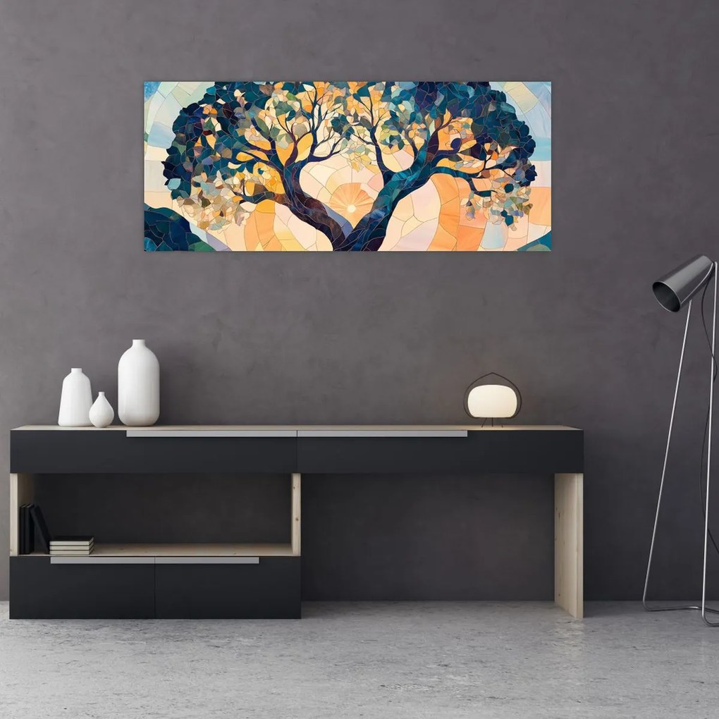 Obraz – Mozaika – slnko a strom II. (120x50 cm)