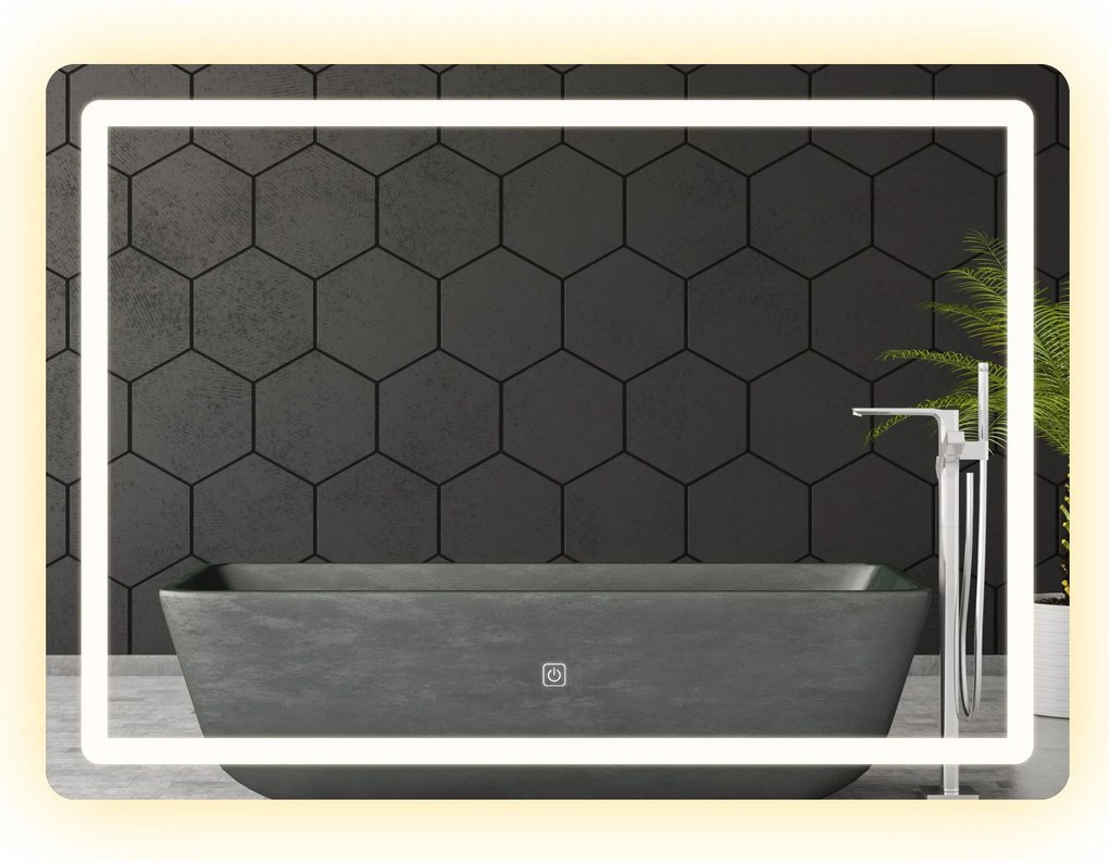 Rea Obdĺžnikové zrkadlo 80x60 cm s regulovateľným LED osvetlením HOM-02829