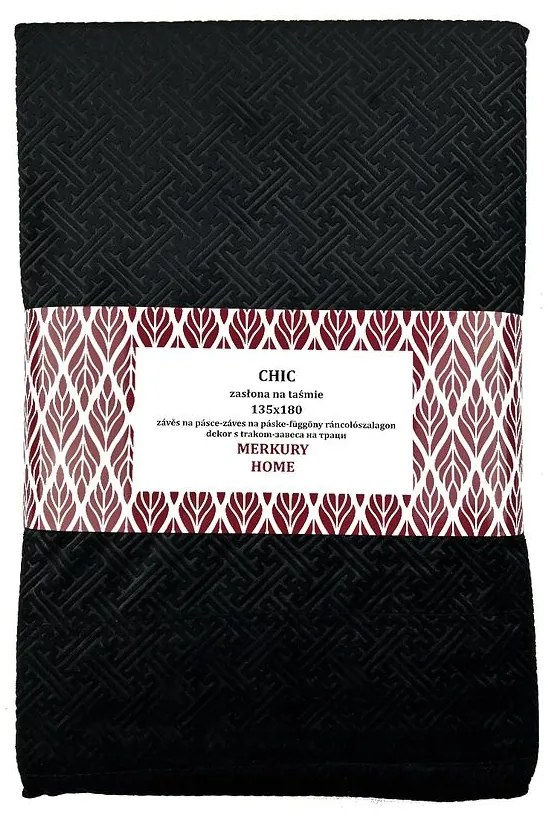 Záves Chic na páske 135x180 čierna Merkury Home