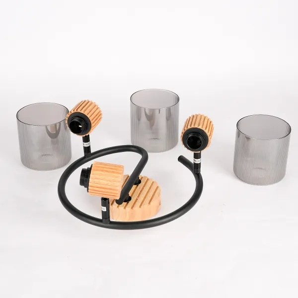 Brilagi - Bodové svietidlo HYGGE 3xE14/15W/230V drevené/dymové